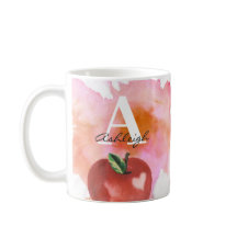 Leraar Apple Heart Monogram Naam Rood Roze