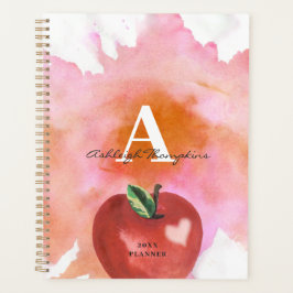 Leraar Apple Heart Monogram Naam Rood Roze Planner