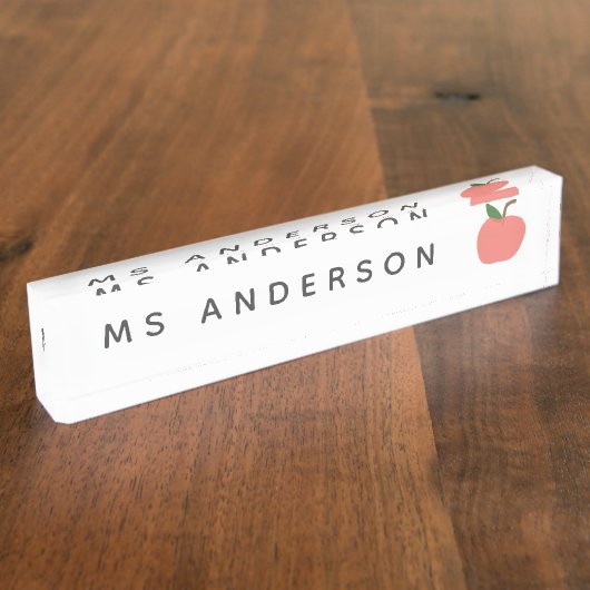 Leraar Apple | Kute moderne grafische fruitklasse Naambordje (Zijkant)