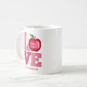 Leraar Apple Love Persoonlijke naam en rang Koffiemok (Voorkant links)