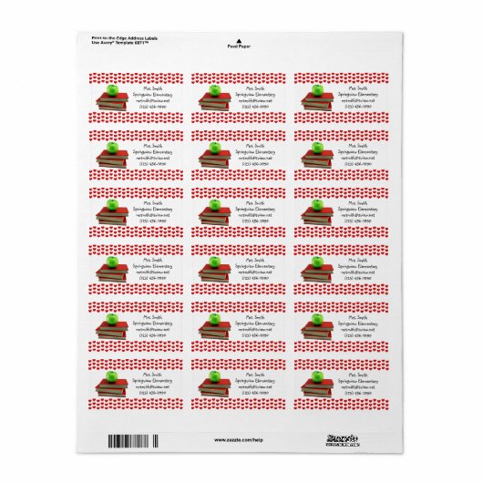 Leraar Apple op Books Info Labels (Full Sheet)