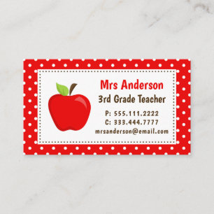 Leraar Apple Red Polka Dots Visitekaartje