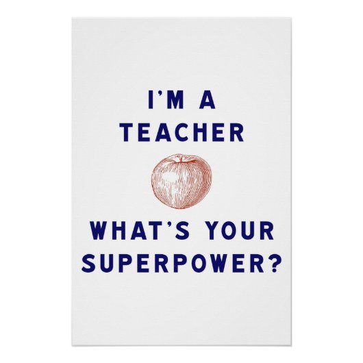 Leraar Apple Superkracht Klasdecoratie Poster (Voorkant)