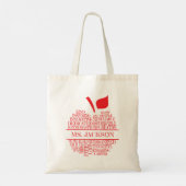 Leraar Apple Typografie Rood en Wit Tote Bag (Achterkant)