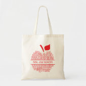 Leraar Apple Typografie Rood en Wit Tote Bag (Voorkant)