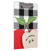 Leraar Apple White Buffalo Plaid Monogrammed Naam Klembord (Rechts)