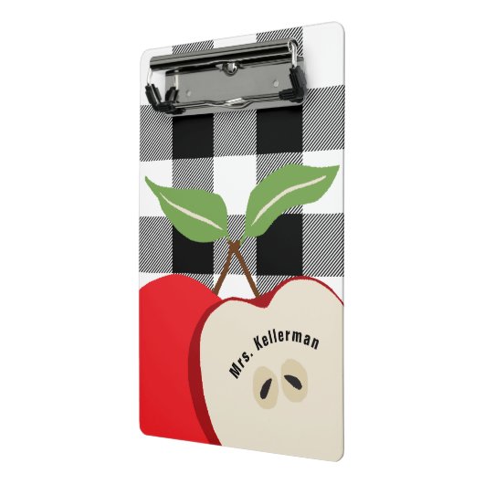 Leraar Apple White Buffalo Plaid Monogrammed Naam Mini Klembord (Angled2)