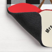 Leraar Apple White Buffalo Plaid Monogrammed Naam Muismat (Hoek)