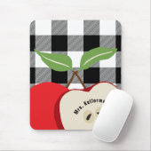 Leraar Apple White Buffalo Plaid Monogrammed Naam Muismat (Met muis)