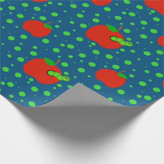 leraar Apple Worm Polka Dots Cadeaupapier (Hoek)