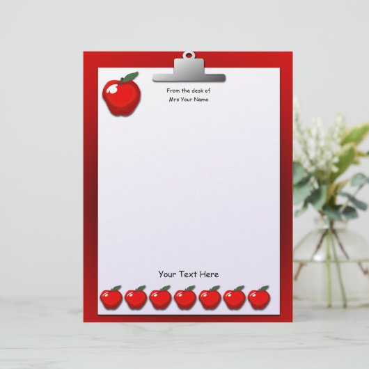 Leraar Apples Letterhead Stationery (Staand voorkant)