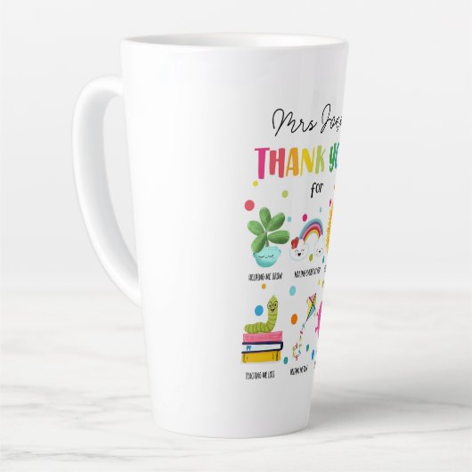 Leraar appreciatie Bedankt Card afstuderen Latte Mok (Linkerhoek)