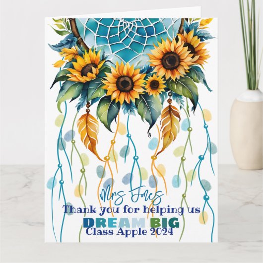 Leraar appreciatie Dream Catcher vingerafdruk Kaart (Voorkant)