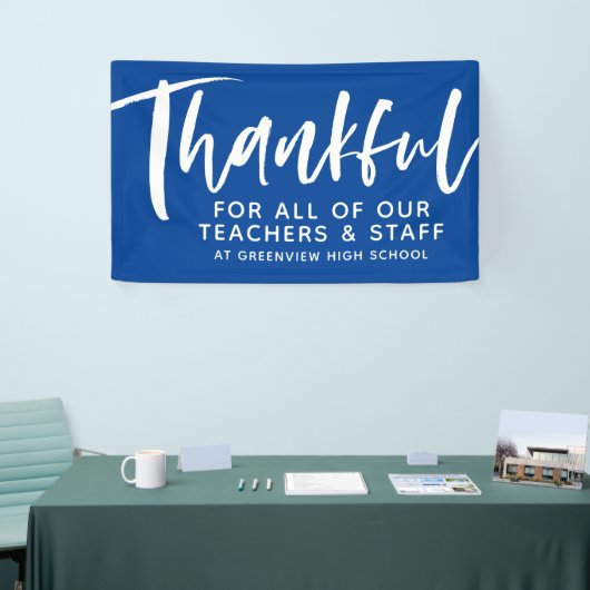 Leraar appreciatie gelukkig script blauw spandoek (Beurs)