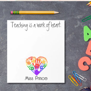 Leraar appreciatie gepersonaliseerde regenboog han notitieblok