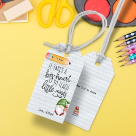 Leraar appreciatie Gnoom met boeken Cadeaulabel