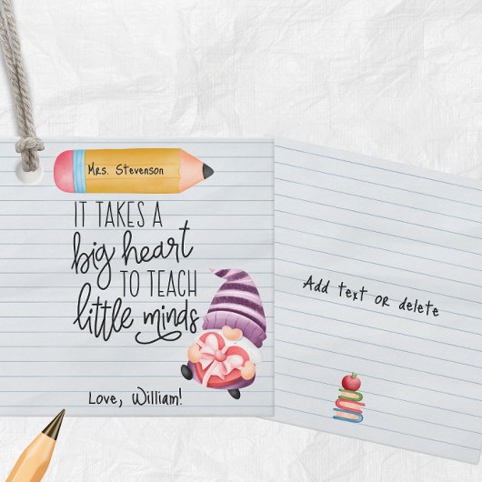 Leraar appreciatie Gnoom met hart Bedankjes Labels