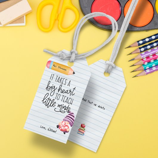 Leraar appreciatie Gnoom met hart Cadeaulabel