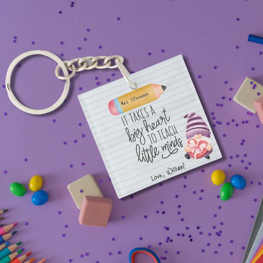 Leraar appreciatie Gnoom met hart Sleutelhanger