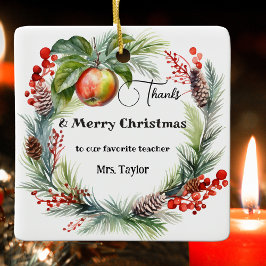 Leraar appreciatie Kerstmis Dank u Keramisch Ornament
