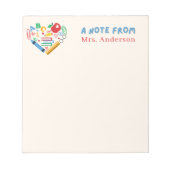 Leraar appreciatie Retro Hart Apple Custom Notitieblok (Voorkant)