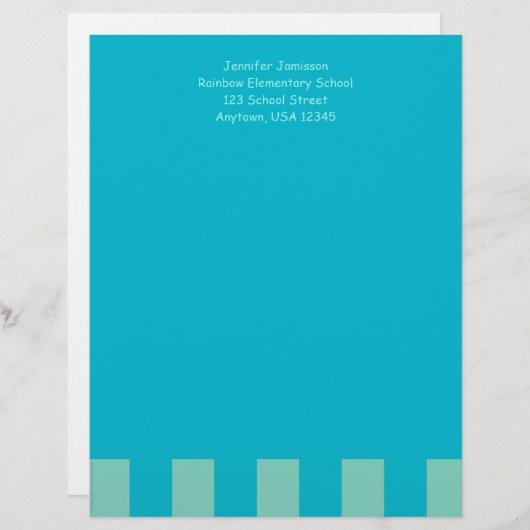 Leraar Appreciation Aqua Blue & Green, Name, Gepersonaliseerd Briefhoofd (Voorkant / Achterkant)