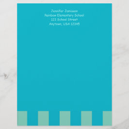 Leraar Appreciation Aqua Blue & Green, Name, Gepersonaliseerd Briefhoofd