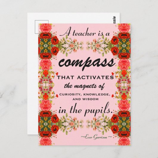 Leraar Appreciation Floral Quote Briefkaart (Voorkant / Achterkant)