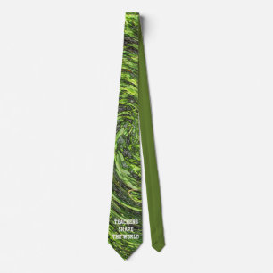 Leraar Appreciation Green Swirl Spiral Abstract Stropdas