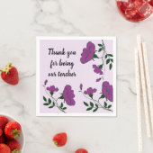 Leraar Appreciation Meal Paars Floral Classroom Servet (Insitu)