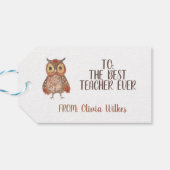 Leraar Appreciation Owl Dank u Cadeaulabel (Achterkant Horizontaal)