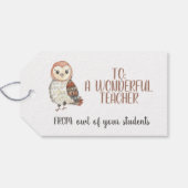 Leraar Appreciation Owl Dank u Cadeaulabel (Achterkant Horizontaal)