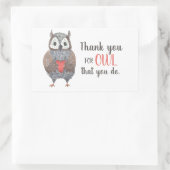 Leraar Appreciation Owl Dank u Rechthoekige Sticker (Tas)