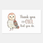 Leraar Appreciation Owl Dank u Rechthoekige Sticker (Voorkant)