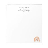 Leraar Appreciation Personalized Boho Rainbow Notitieblok (Voorkant)