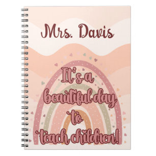 Leraar Appreciation Personalized Boho Rainbow Notitieboek