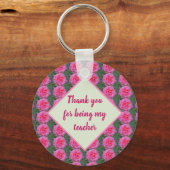 Leraar Appreciation Pink Rose Pattern Floral Sleutelhanger (Voorkant)