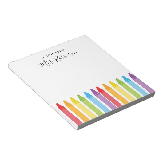 Leraar Appreciation Rainbow Crayon Notitieblok (Schuin)