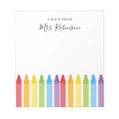 Leraar Appreciation Rainbow Crayon Notitieblok (Voorkant)