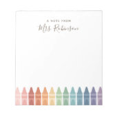 Leraar Appreciation Rainbow Crayon Notitieblok (Voorkant)