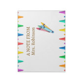 Leraar Appreciation Rainbow Crayon Notitieblok (Linkerzijde)
