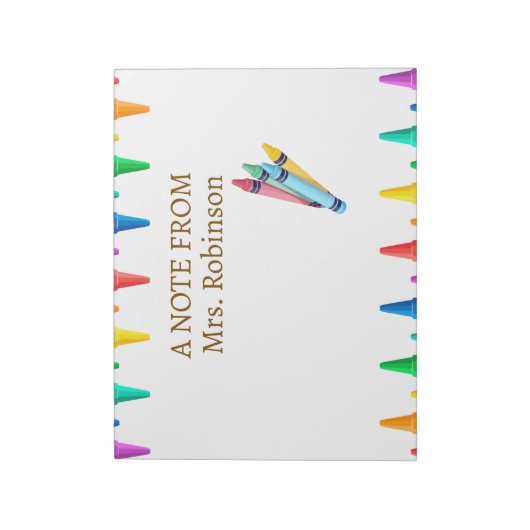 Leraar Appreciation Rainbow Crayon Notitieblok (Linkerzijde)