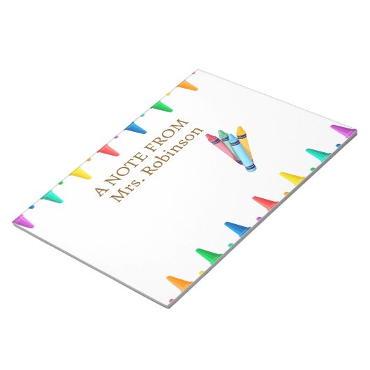 Leraar Appreciation Rainbow Crayon Notitieblok (Schuin)
