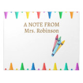 Leraar Appreciation Rainbow Crayon Notitieblok (Voorkant)