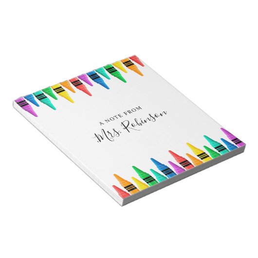 Leraar Appreciation Rainbow Crayon Notitieblok (Schuin)
