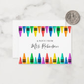 Leraar Appreciation Rainbow Crayon Notitiekaartje (Voorkant / Achterkant in situ)