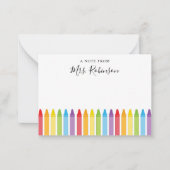 Leraar Appreciation Rainbow Crayon Notitiekaartje (Voorkant)