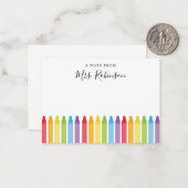 Leraar Appreciation Rainbow Crayon Notitiekaartje (Voorkant / Achterkant in situ)