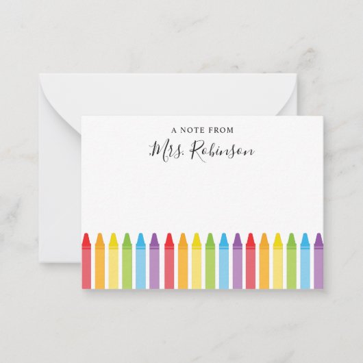Leraar Appreciation Rainbow Crayon Notitiekaartje (Voorkant)