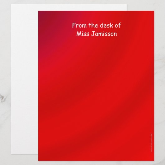 Leraar Appreciation Red Letterhead Stationery (Voorkant / Achterkant)